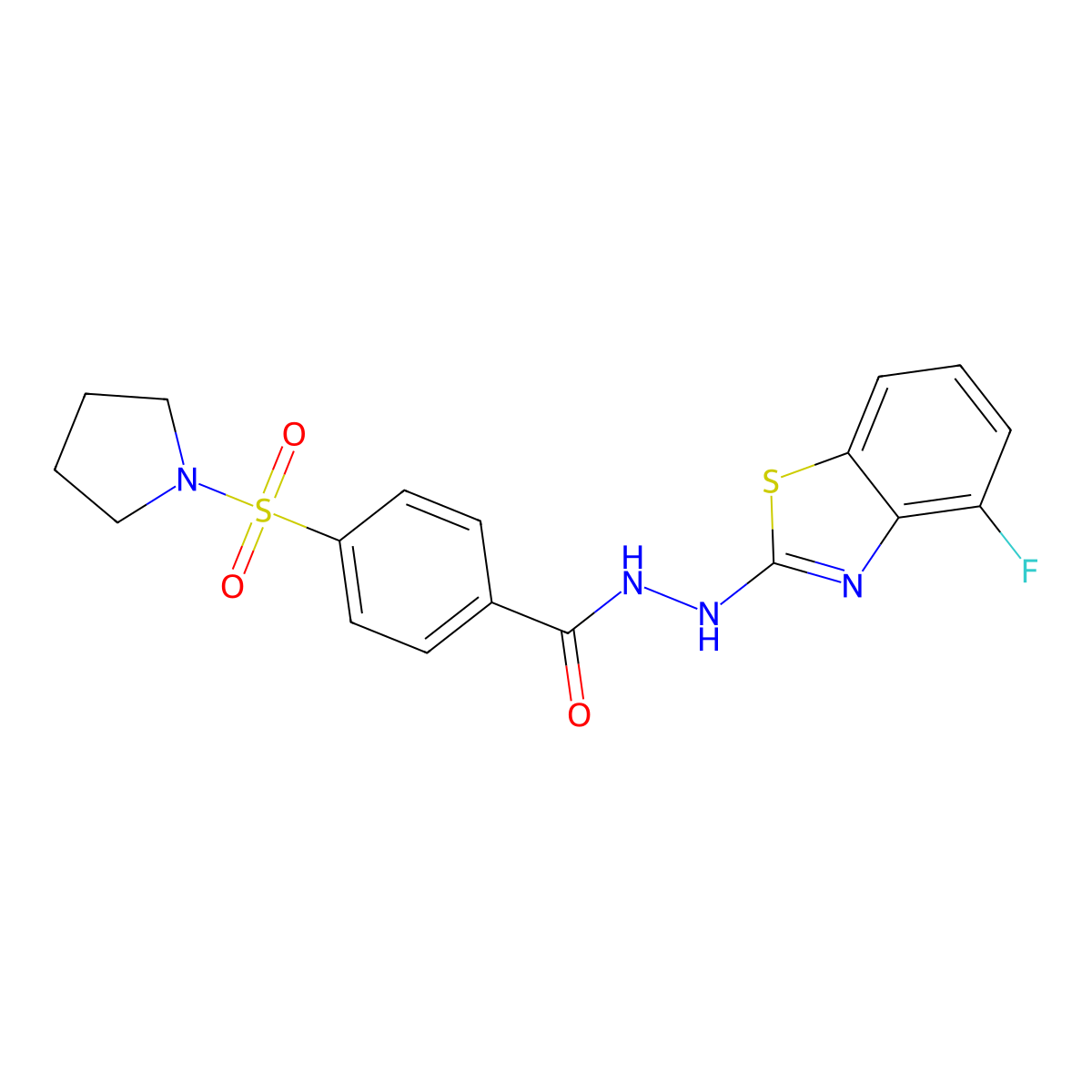 N'-(4-fluorobenzo[d]thiazol-2-yl)-4-(pyrrolidin-1-ylsulfonyl)benzohydrazide molecular structure, CAS 851978-78-4