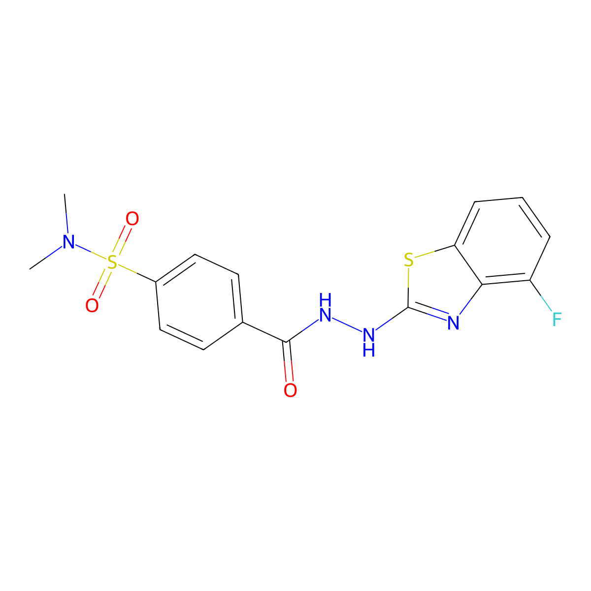 4-(2-(4-fluorobenzo[d]thiazol-2-yl)hydrazinecarbonyl)-N,N-dimethylbenzenesulfonamide molecular structure, CAS 851978-79-5