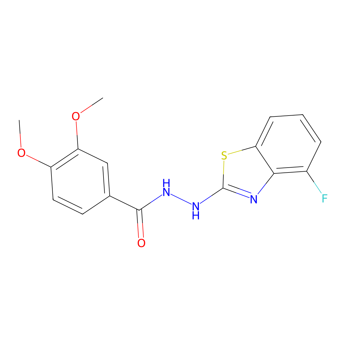 N'-(4-fluoro-1,3-benzothiazol-2-yl)-3,4-dimethoxybenzohydrazide molecular structure, CAS 851978-80-8