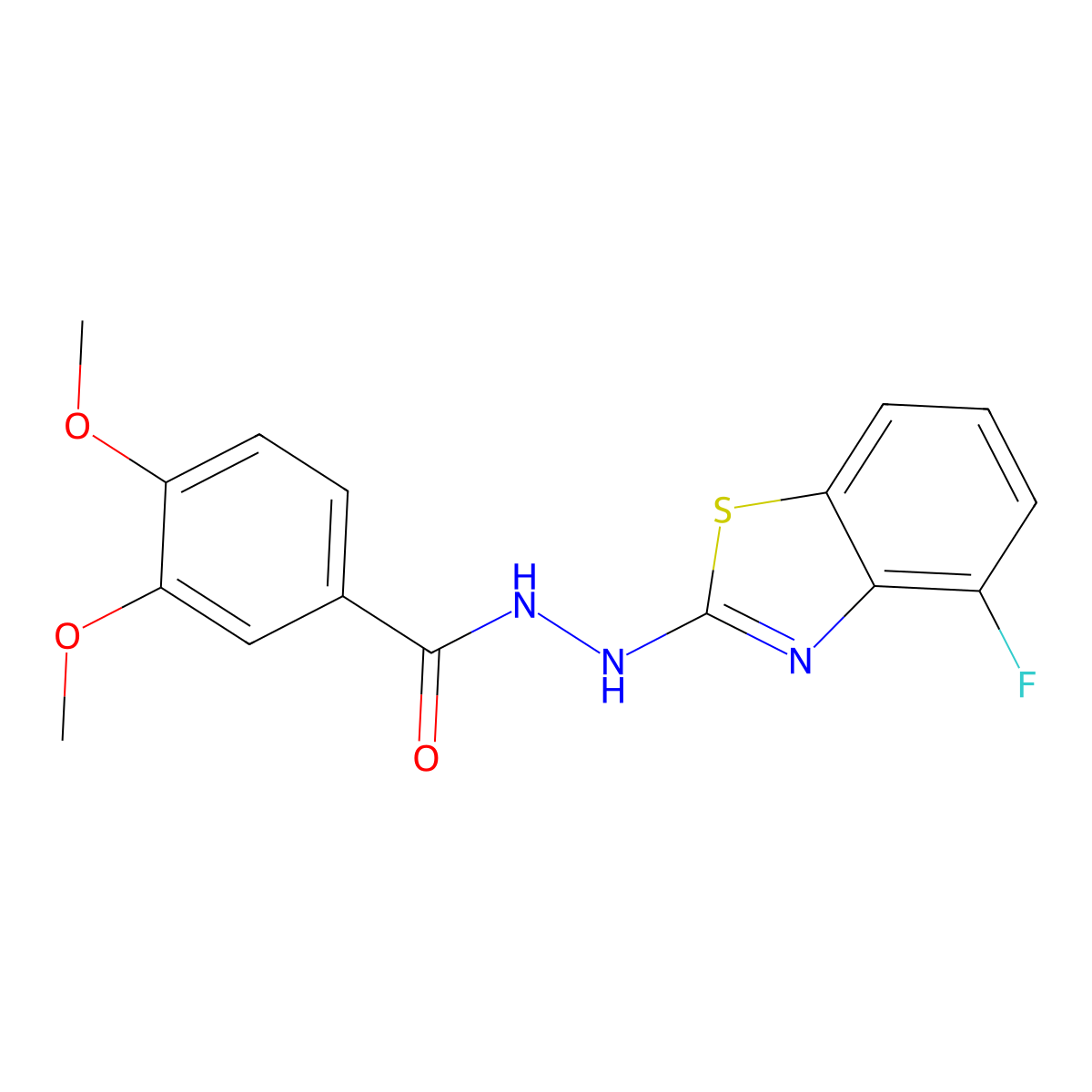 N'-(4-fluoro-1,3-benzothiazol-2-yl)-3,4-dimethoxybenzohydrazide molecular structure, CAS 851978-80-8