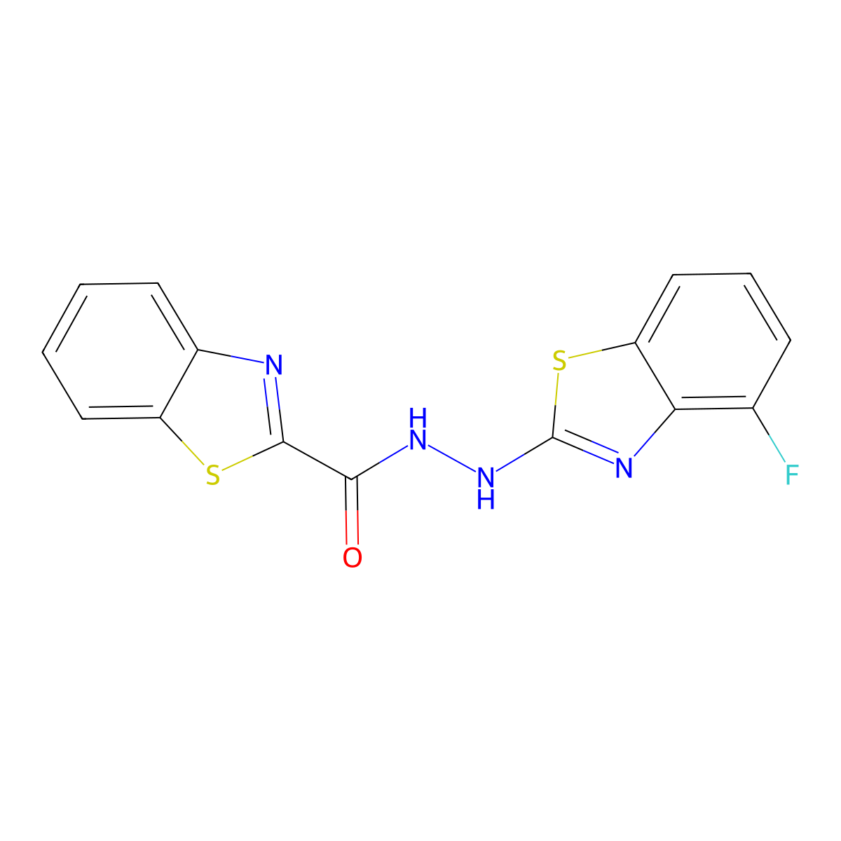 N'-(4-fluoro-1,3-benzothiazol-2-yl)-1,3-benzothiazole-2-carbohydrazide molecular structure, CAS 851978-81-9