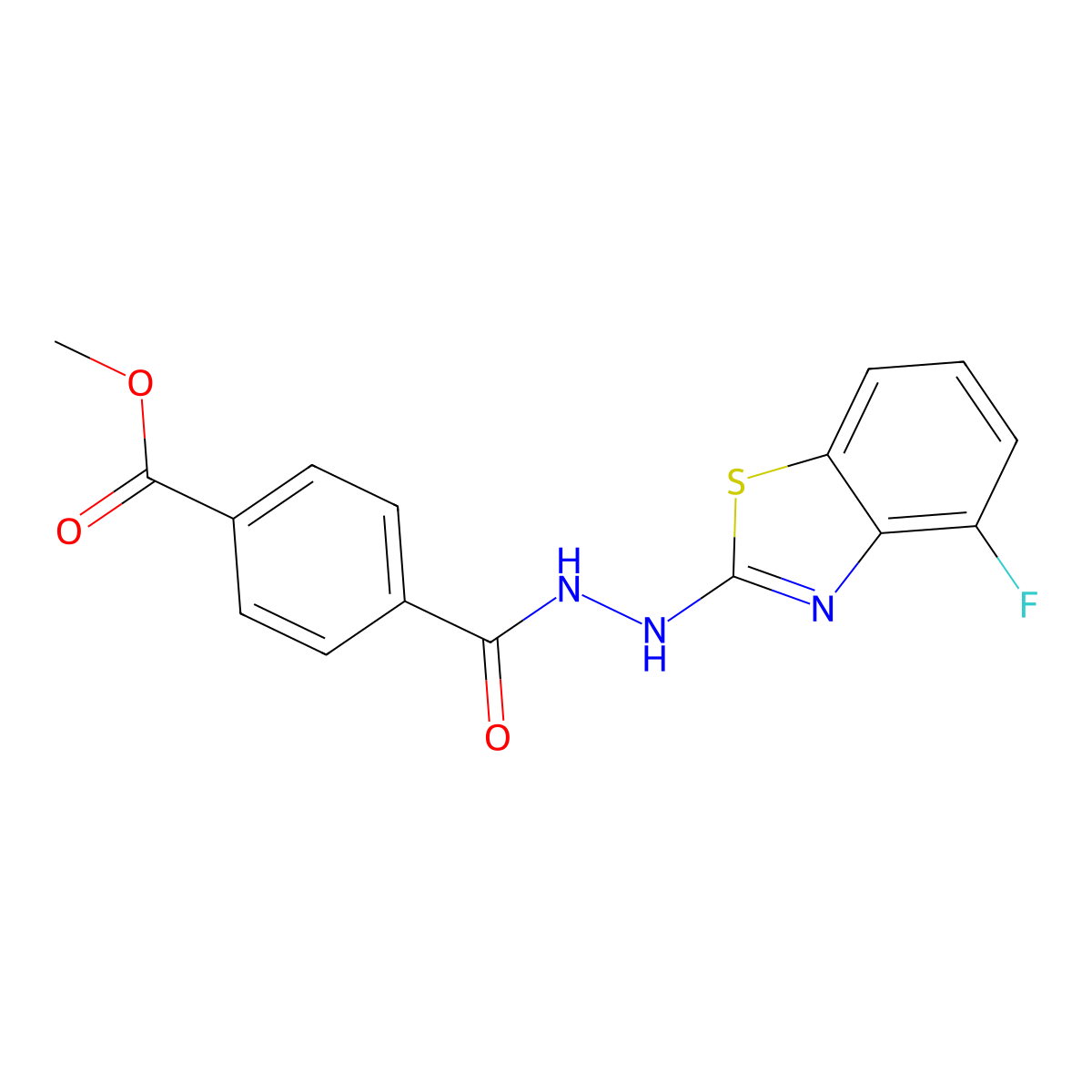 Methyl 4-(2-(4-fluorobenzo[d]thiazol-2-yl)hydrazinecarbonyl)benzoate molecular structure, CAS 851978-87-5
