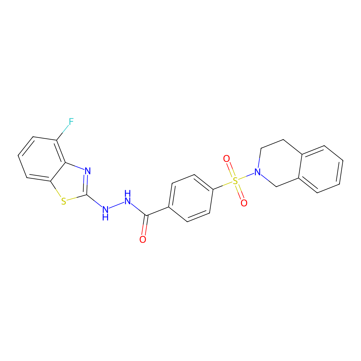4-((3,4-dihydroisoquinolin-2(1H)-yl)sulfonyl)-N'-(4-fluorobenzo[d]thiazol-2-yl)benzohydrazide molecular structure, CAS 851978-88-6