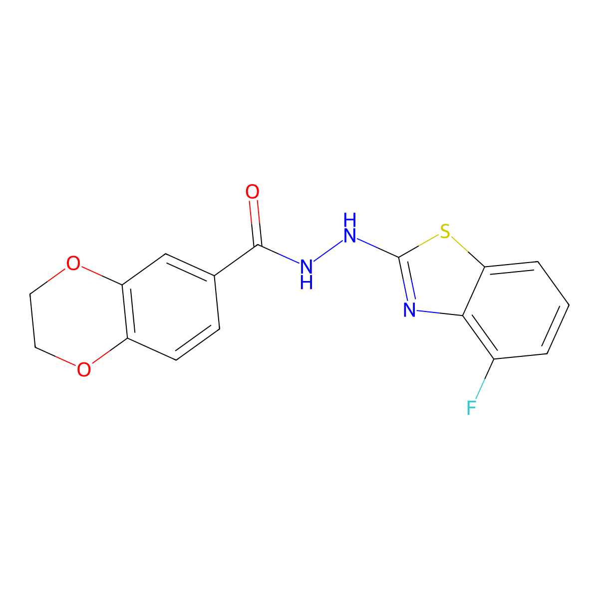 N'-(4-fluoro-1,3-benzothiazol-2-yl)-2,3-dihydro-1,4-benzodioxine-6-carbohydrazide molecular structure, CAS 851978-90-0