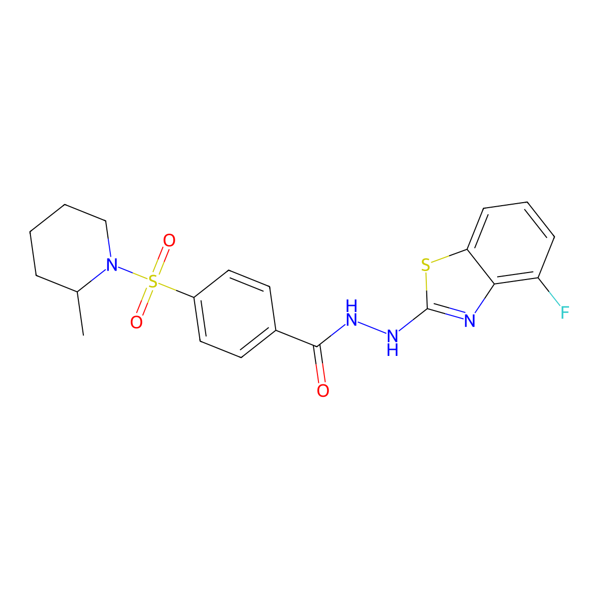 N'-(4-fluorobenzo[d]thiazol-2-yl)-4-((2-methylpiperidin-1-yl)sulfonyl)benzohydrazide molecular structure, CAS 851978-93-3