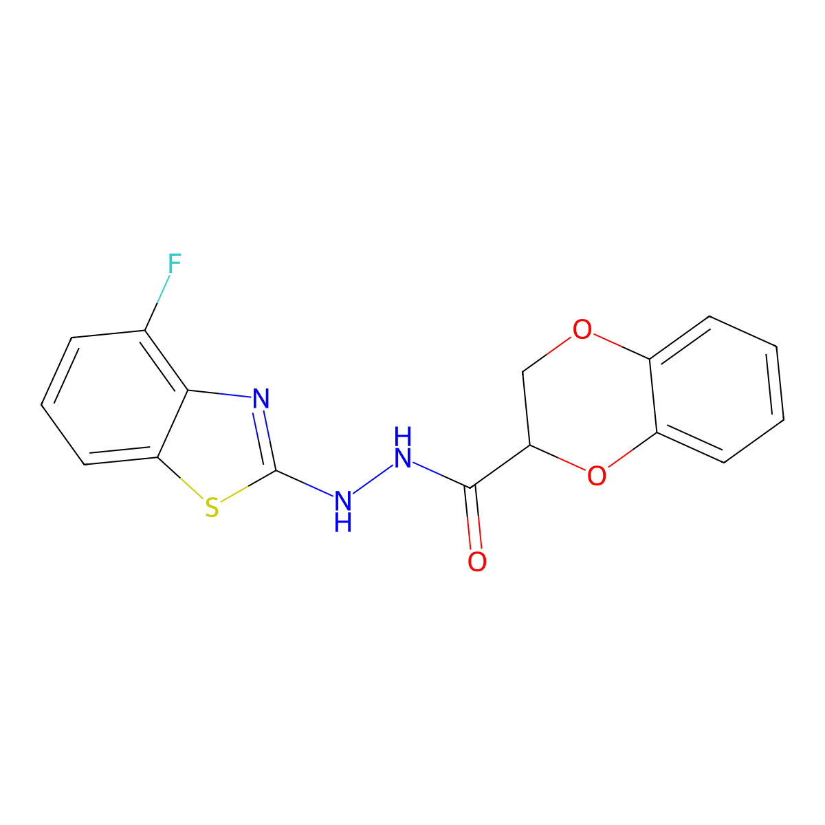 N'-(4-fluorobenzo[d]thiazol-2-yl)-2,3-dihydrobenzo[b][1,4]dioxine-2-carbohydrazide molecular structure, CAS 851979-00-5