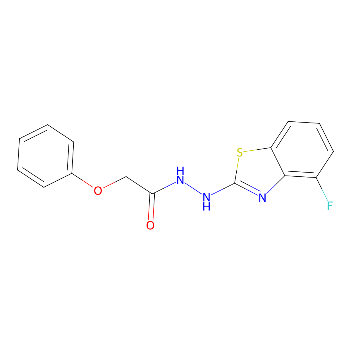 N'-(4-fluoro-1,3-benzothiazol-2-yl)-2-phenoxyacetohydrazide molecular structure, CAS 851979-04-9