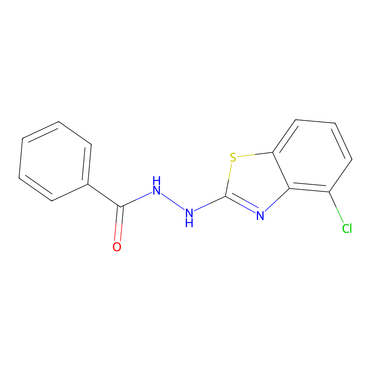N'-(4-chloro-1,3-benzothiazol-2-yl)benzohydrazide molecular structure, CAS 851979-05-0
