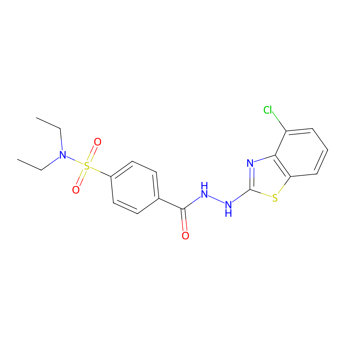 4-(2-(4-chlorobenzo[d]thiazol-2-yl)hydrazinecarbonyl)-N,N-diethylbenzenesulfonamide molecular structure, CAS 851979-06-1