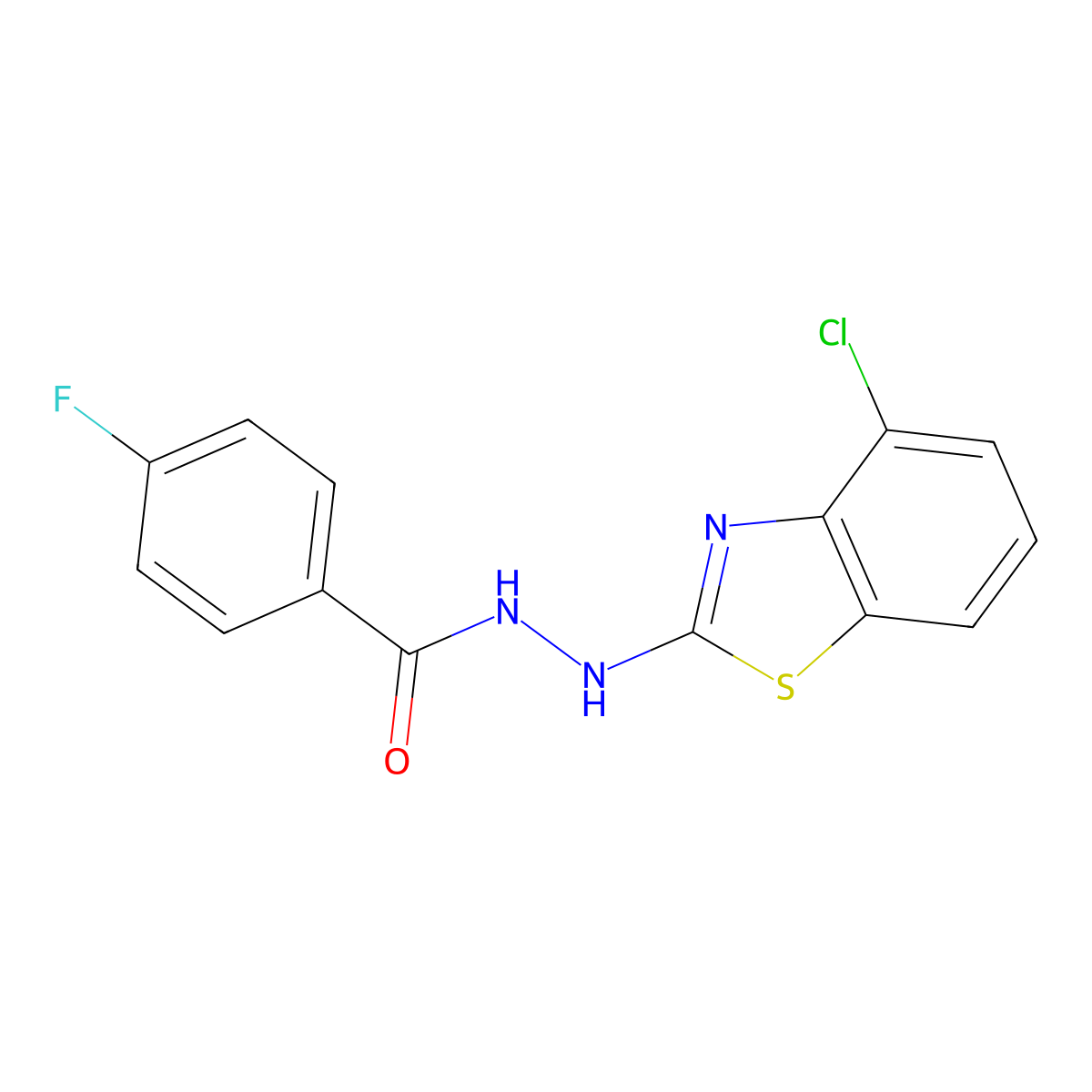 N'-(4-chloro-1,3-benzothiazol-2-yl)-4-fluorobenzohydrazide molecular structure, CAS 851979-07-2