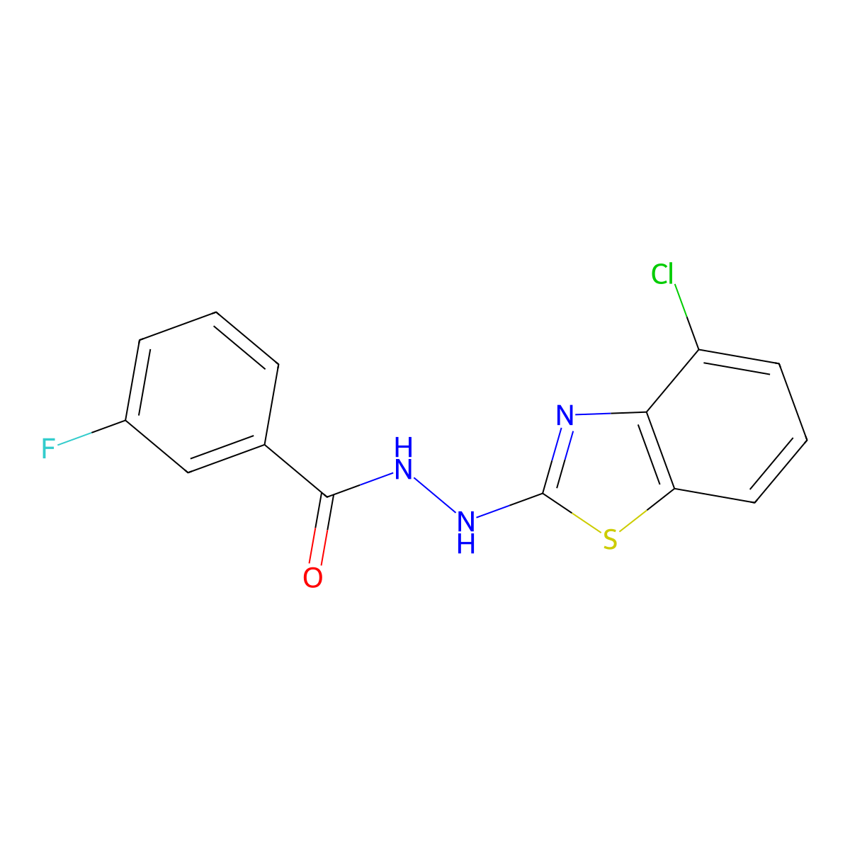 N'-(4-chloro-1,3-benzothiazol-2-yl)-3-fluorobenzohydrazide molecular structure, CAS 851979-08-3