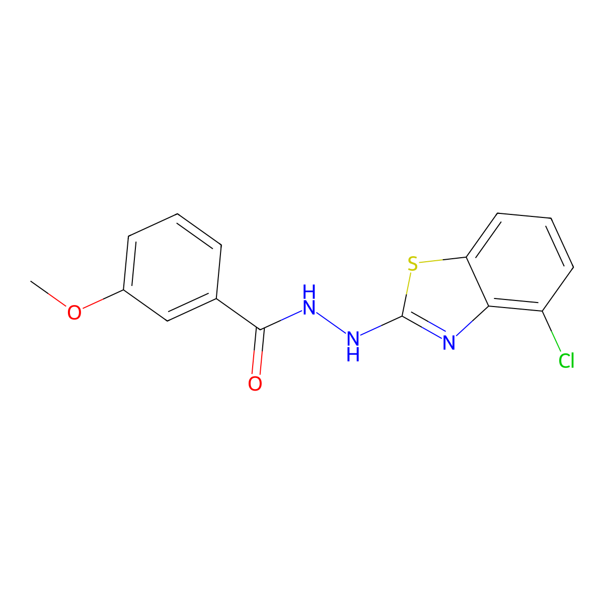 N'-(4-chloro-1,3-benzothiazol-2-yl)-3-methoxybenzohydrazide molecular structure, CAS 851979-09-4