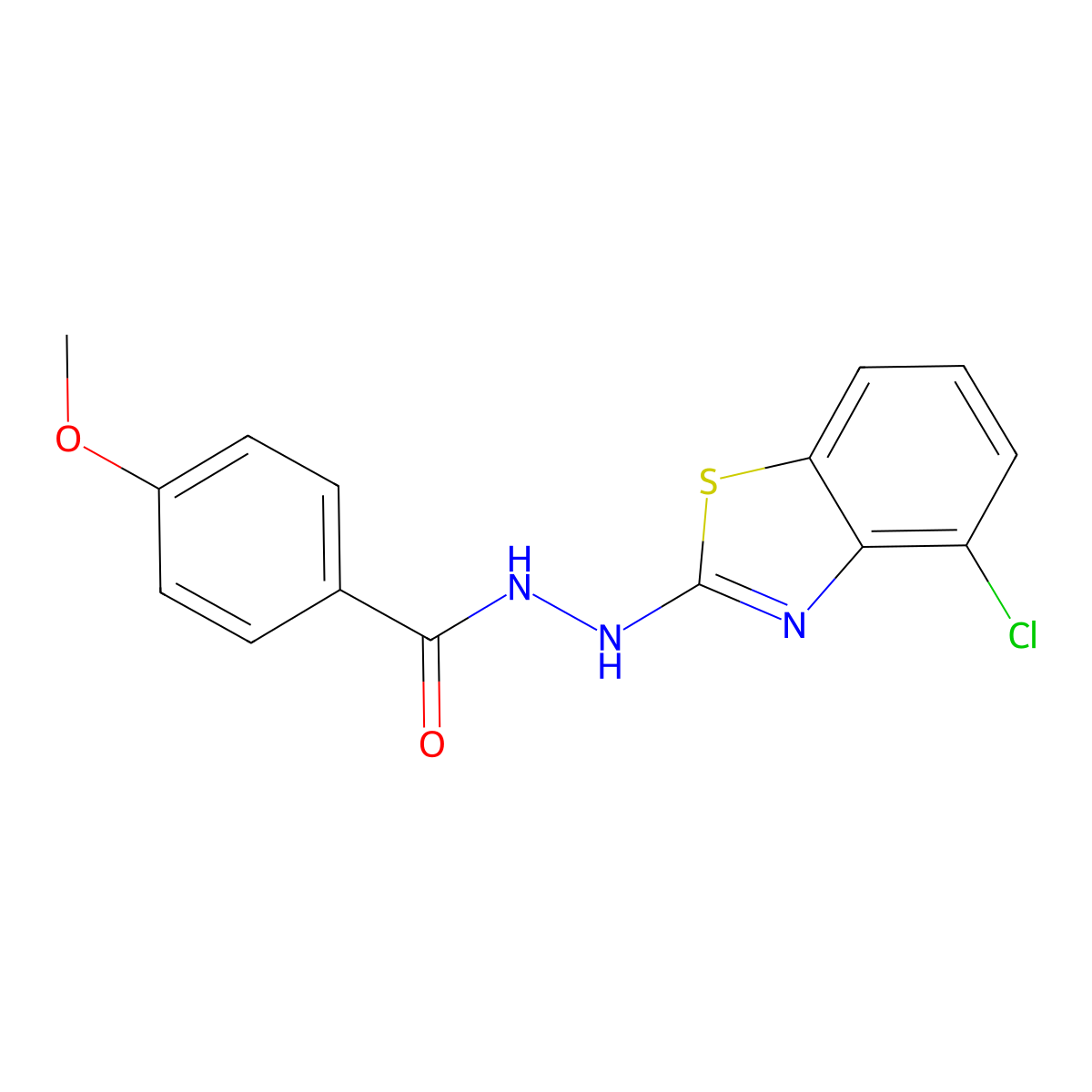N'-(4-chloro-1,3-benzothiazol-2-yl)-4-methoxybenzohydrazide molecular structure, CAS 851979-10-7