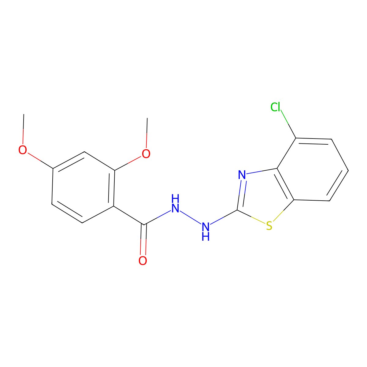 N'-(4-chloro-1,3-benzothiazol-2-yl)-2,4-dimethoxybenzohydrazide molecular structure, CAS 851979-12-9