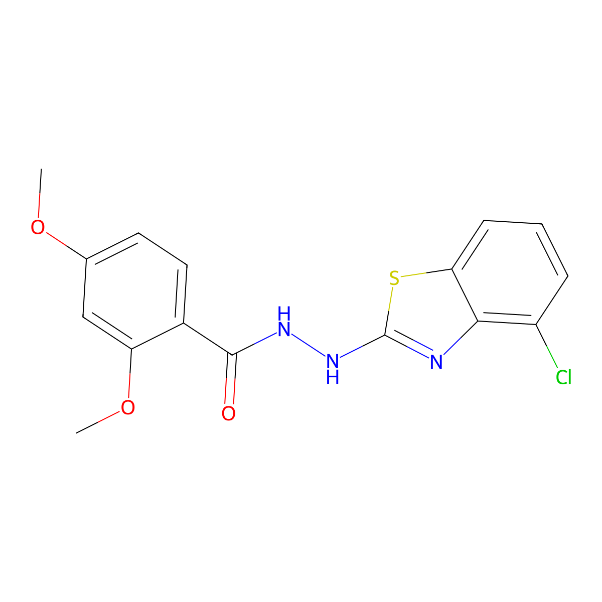 N'-(4-chloro-1,3-benzothiazol-2-yl)-2,4-dimethoxybenzohydrazide molecular structure, CAS 851979-12-9