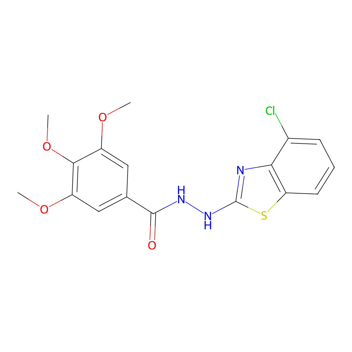 N'-(4-chloro-1,3-benzothiazol-2-yl)-3,4,5-trimethoxybenzohydrazide molecular structure, CAS 851979-13-0