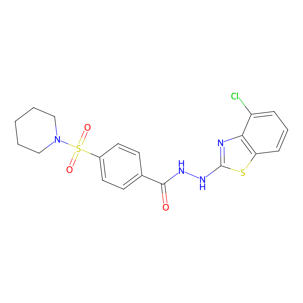 N'-(4-chlorobenzo[d]thiazol-2-yl)-4-(piperidin-1-ylsulfonyl)benzohydrazide molecular structure, CAS 851979-14-1