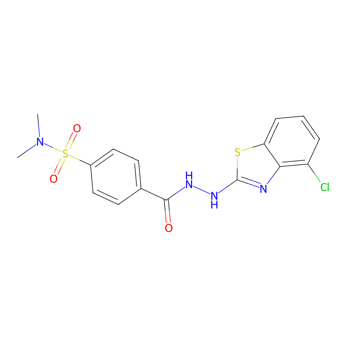 4-(2-(4-chlorobenzo[d]thiazol-2-yl)hydrazinecarbonyl)-N,N-dimethylbenzenesulfonamide molecular structure, CAS 851979-16-3