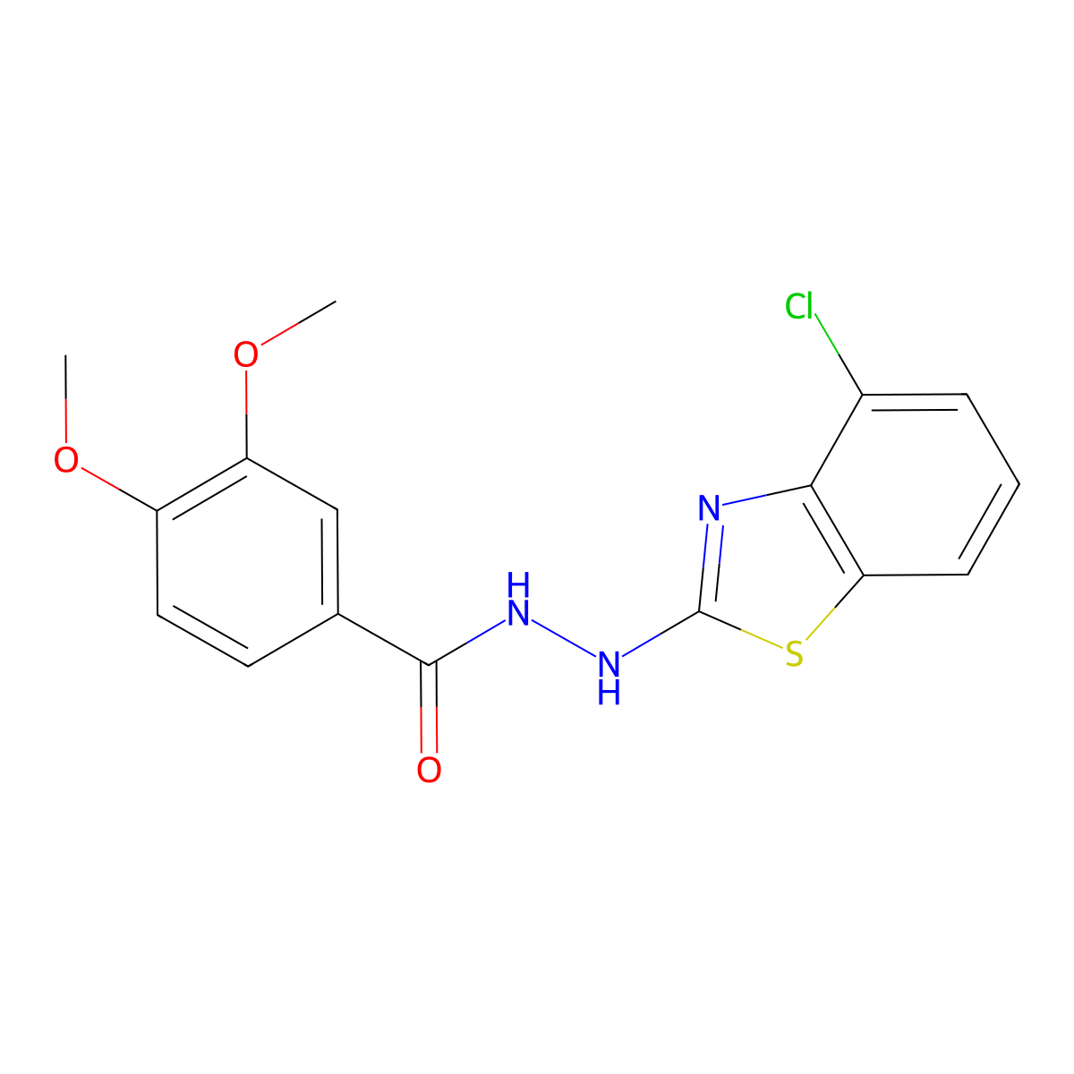 N'-(4-chloro-1,3-benzothiazol-2-yl)-3,4-dimethoxybenzohydrazide molecular structure, CAS 851979-17-4