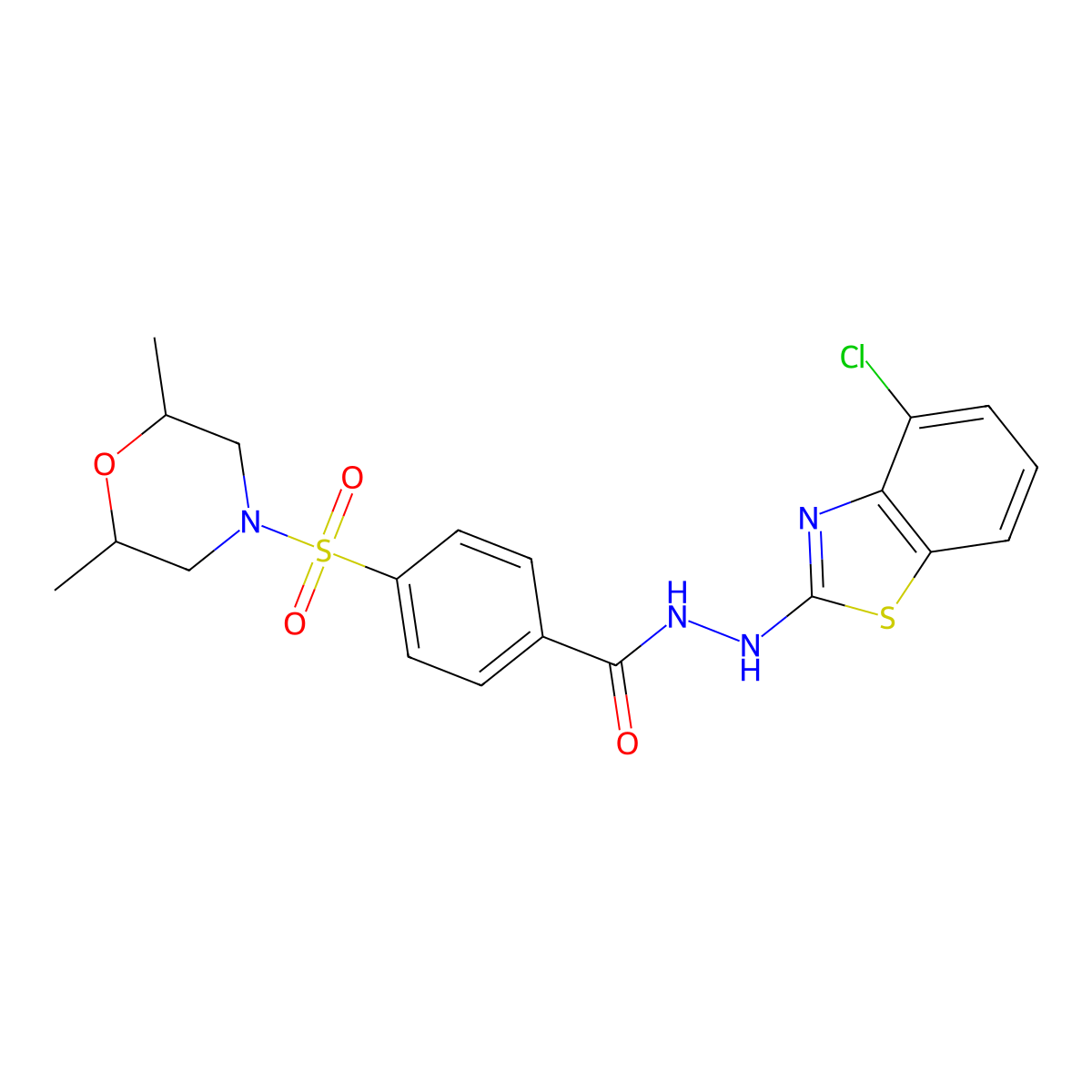 N'-(4-chlorobenzo[d]thiazol-2-yl)-4-((2,6-dimethylmorpholino)sulfonyl)benzohydrazide molecular structure, CAS 851979-19-6