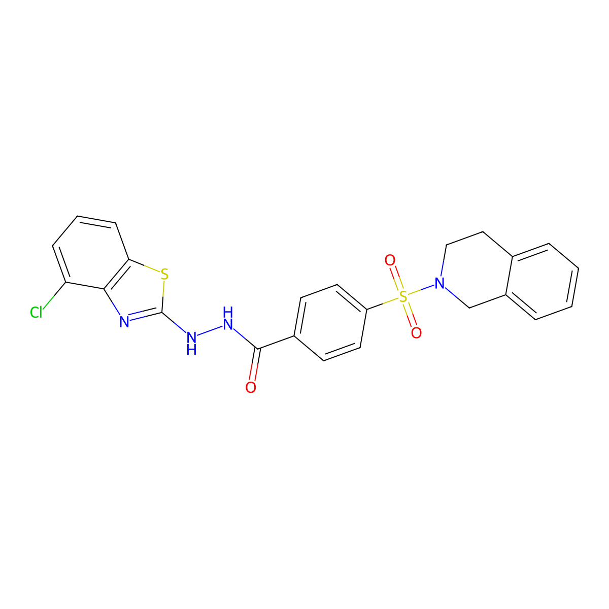 N'-(4-chlorobenzo[d]thiazol-2-yl)-4-((3,4-dihydroisoquinolin-2(1H)-yl)sulfonyl)benzohydrazide molecular structure, CAS 851979-25-4
