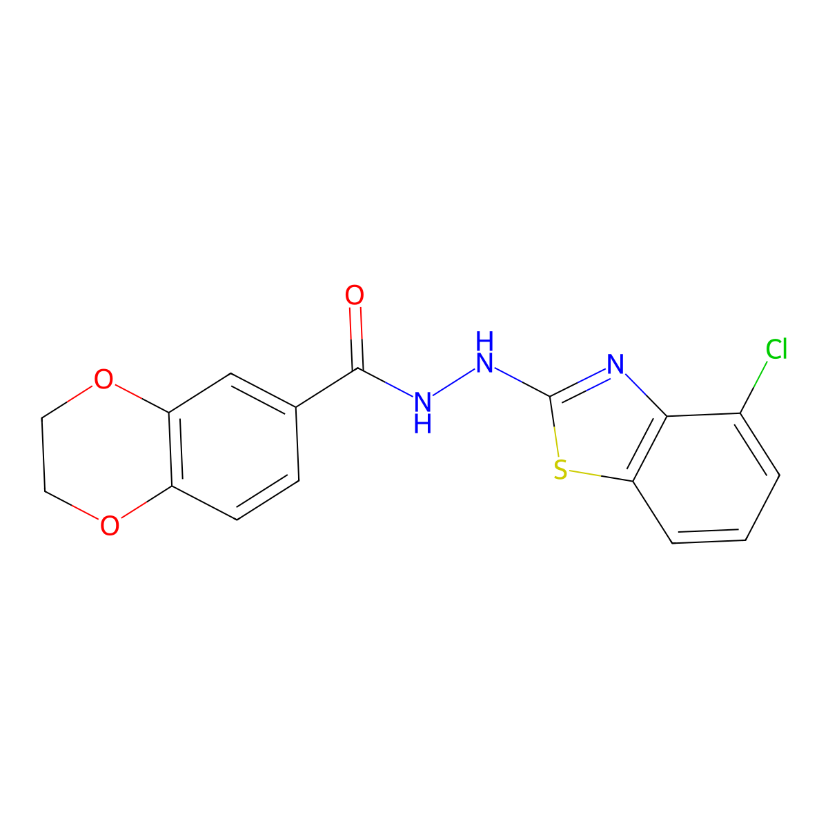 N'-(4-chloro-1,3-benzothiazol-2-yl)-2,3-dihydro-1,4-benzodioxine-6-carbohydrazide molecular structure, CAS 851979-28-7