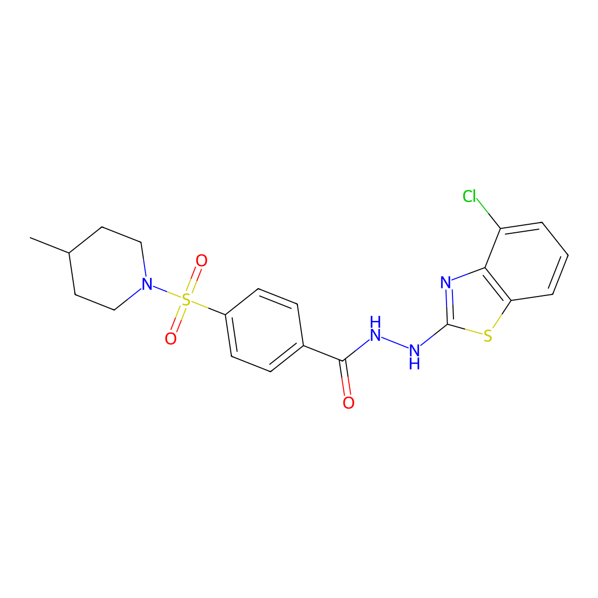 N'-(4-chlorobenzo[d]thiazol-2-yl)-4-((4-methylpiperidin-1-yl)sulfonyl)benzohydrazide molecular structure, CAS 851979-29-8