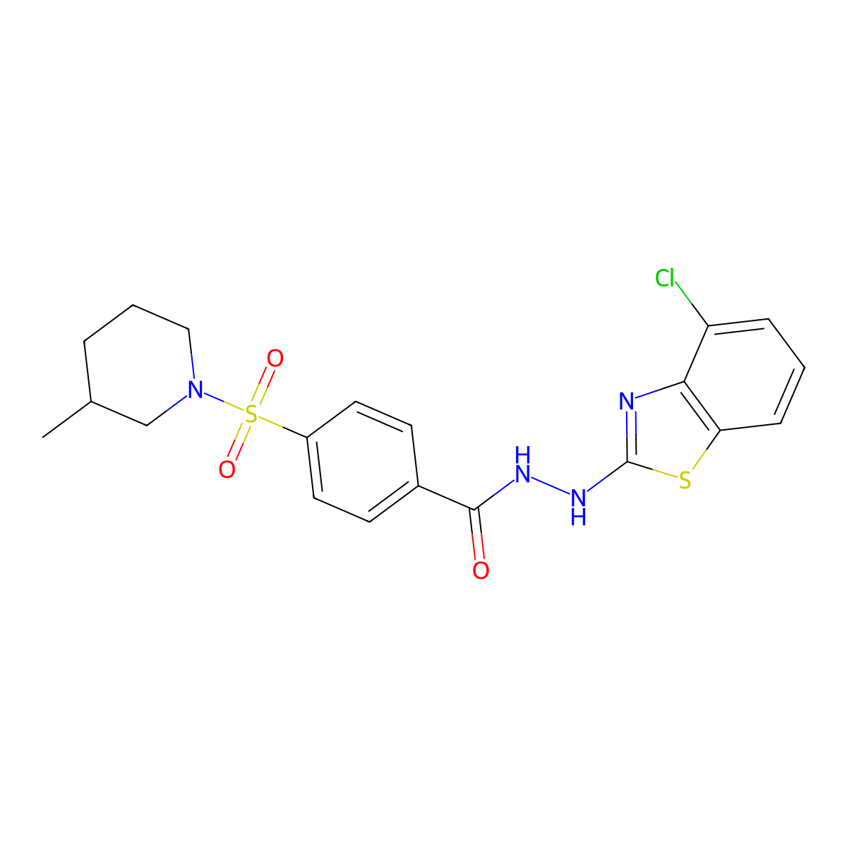 N'-(4-chlorobenzo[d]thiazol-2-yl)-4-((3-methylpiperidin-1-yl)sulfonyl)benzohydrazide molecular structure, CAS 851979-30-1