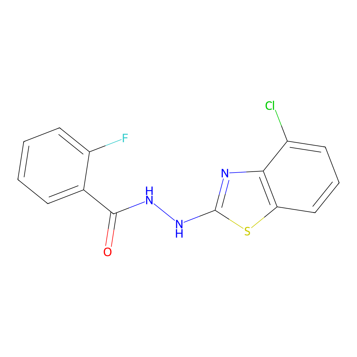 N'-(4-chloro-1,3-benzothiazol-2-yl)-2-fluorobenzohydrazide molecular structure, CAS 851979-32-3