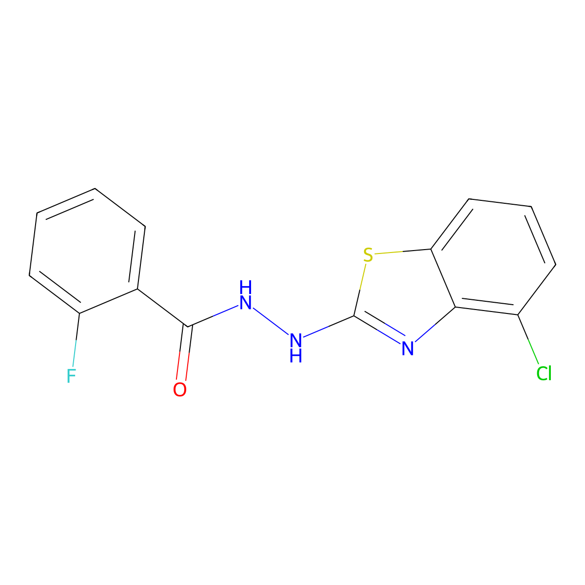 N'-(4-chloro-1,3-benzothiazol-2-yl)-2-fluorobenzohydrazide molecular structure, CAS 851979-32-3