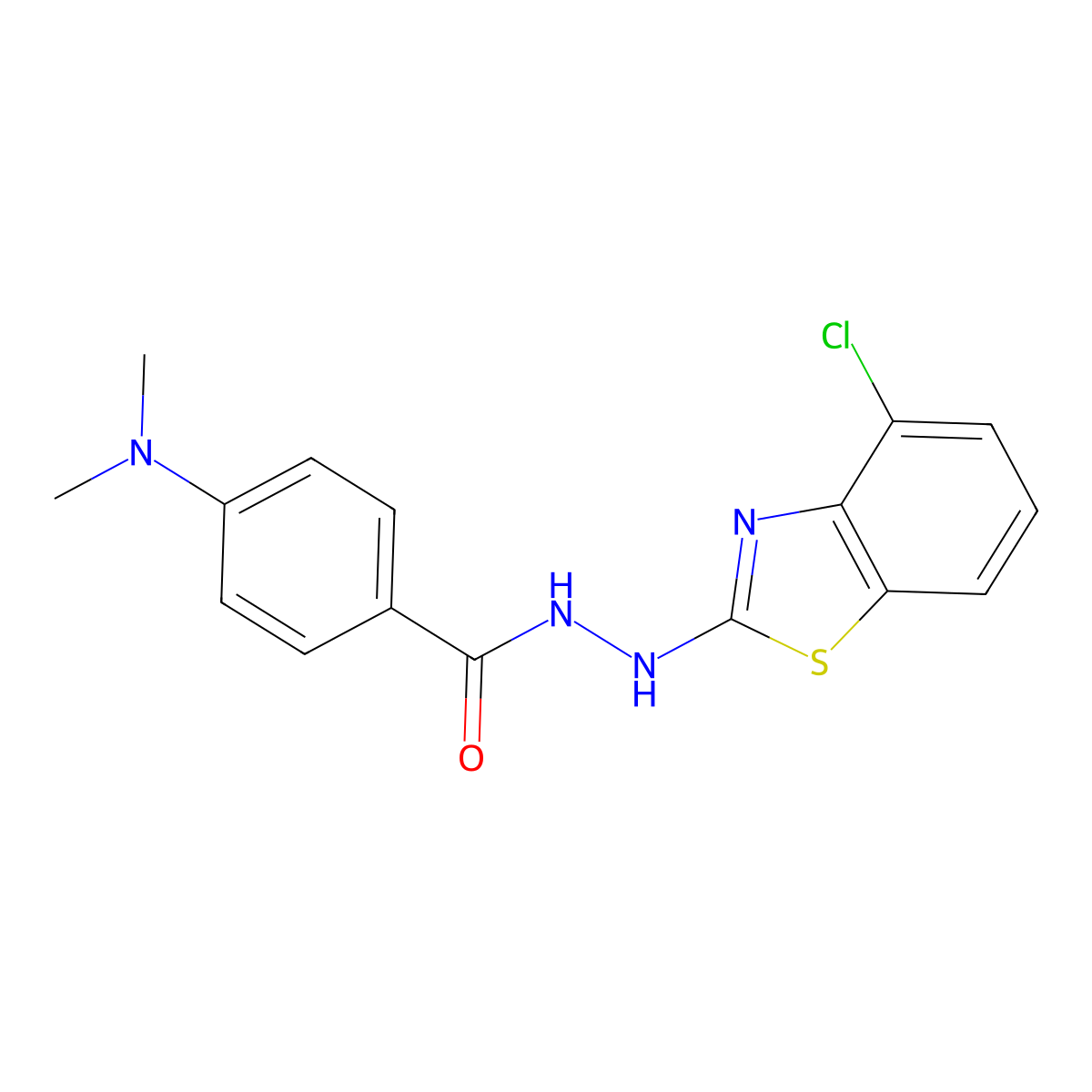 N'-(4-chloro-1,3-benzothiazol-2-yl)-4-(dimethylamino)benzohydrazide molecular structure, CAS 851979-35-6
