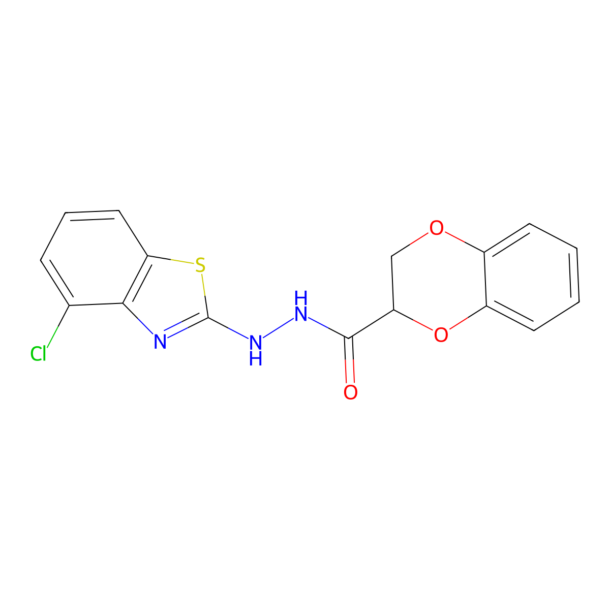 N'-(4-chlorobenzo[d]thiazol-2-yl)-2,3-dihydrobenzo[b][1,4]dioxine-2-carbohydrazide molecular structure, CAS 851979-37-8