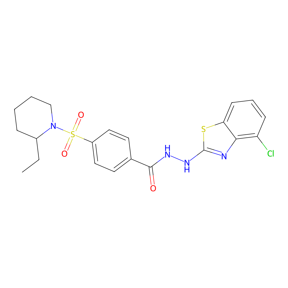 N'-(4-chlorobenzo[d]thiazol-2-yl)-4-((2-ethylpiperidin-1-yl)sulfonyl)benzohydrazide molecular structure, CAS 851979-38-9