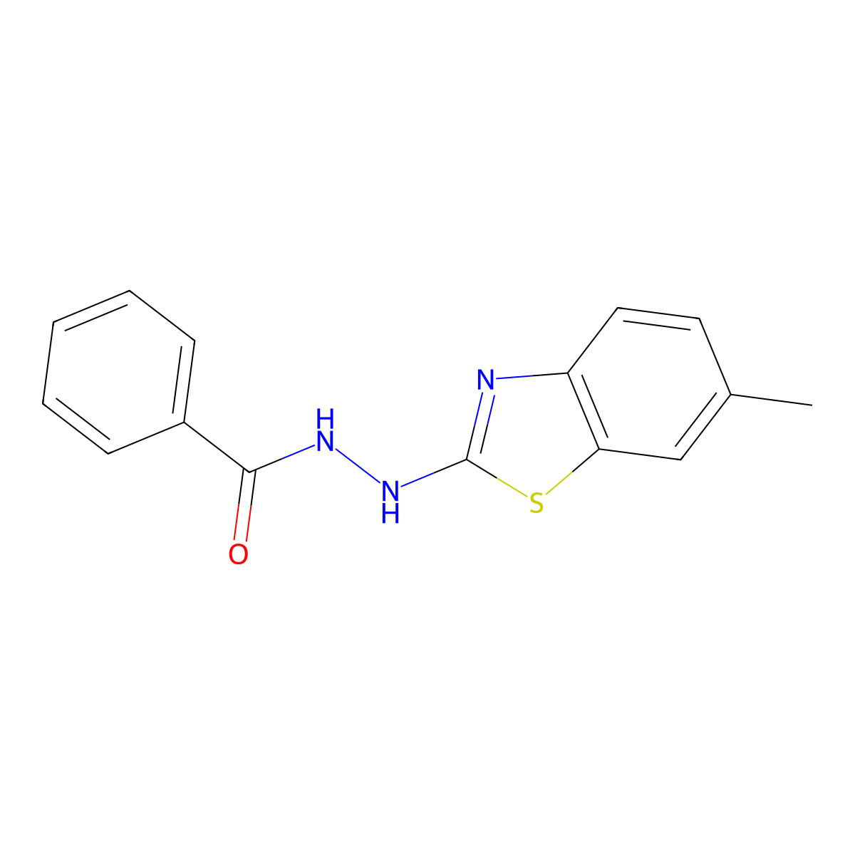 N'-(6-methyl-1,3-benzothiazol-2-yl)benzohydrazide molecular structure, CAS 851979-41-4