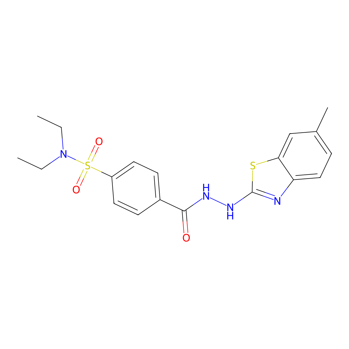 N,N-diethyl-4-(2-(6-methylbenzo[d]thiazol-2-yl)hydrazinecarbonyl)benzenesulfonamide molecular structure, CAS 851979-42-5