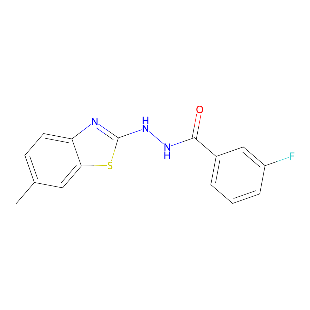 3-fluoro-N'-(6-methyl-1,3-benzothiazol-2-yl)benzohydrazide molecular structure, CAS 851979-43-6