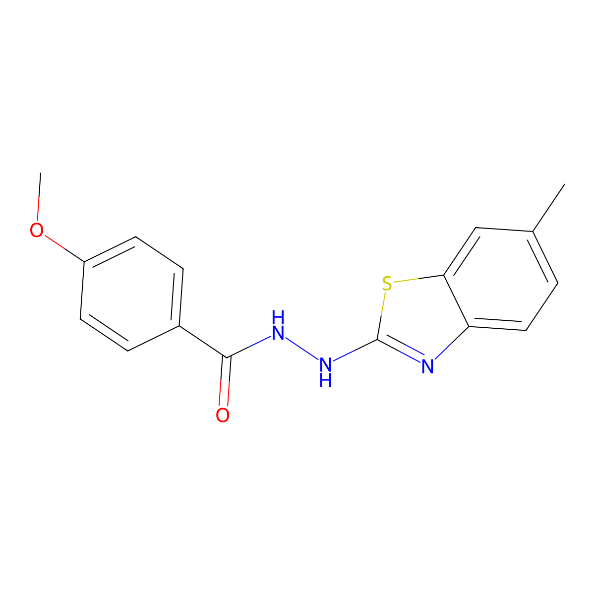 4-methoxy-N'-(6-methylbenzo[d]thiazol-2-yl)benzohydrazide molecular structure, CAS 851979-44-7