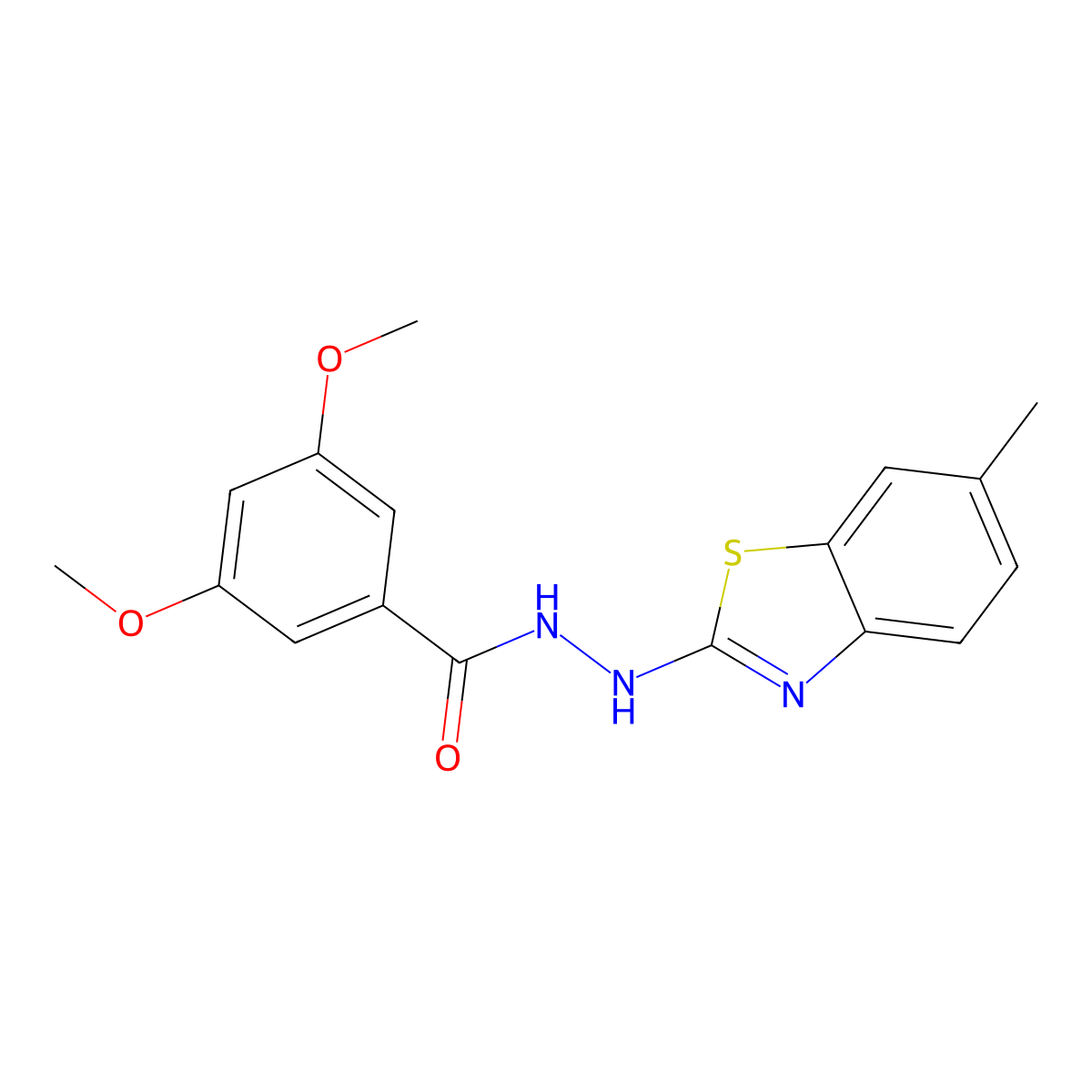 3,5-dimethoxy-N'-(6-methyl-1,3-benzothiazol-2-yl)benzohydrazide molecular structure, CAS 851979-45-8