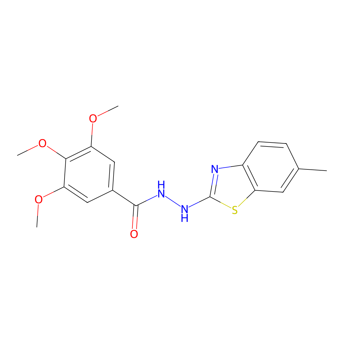 3,4,5-trimethoxy-N'-(6-methyl-1,3-benzothiazol-2-yl)benzohydrazide molecular structure, CAS 851979-47-0