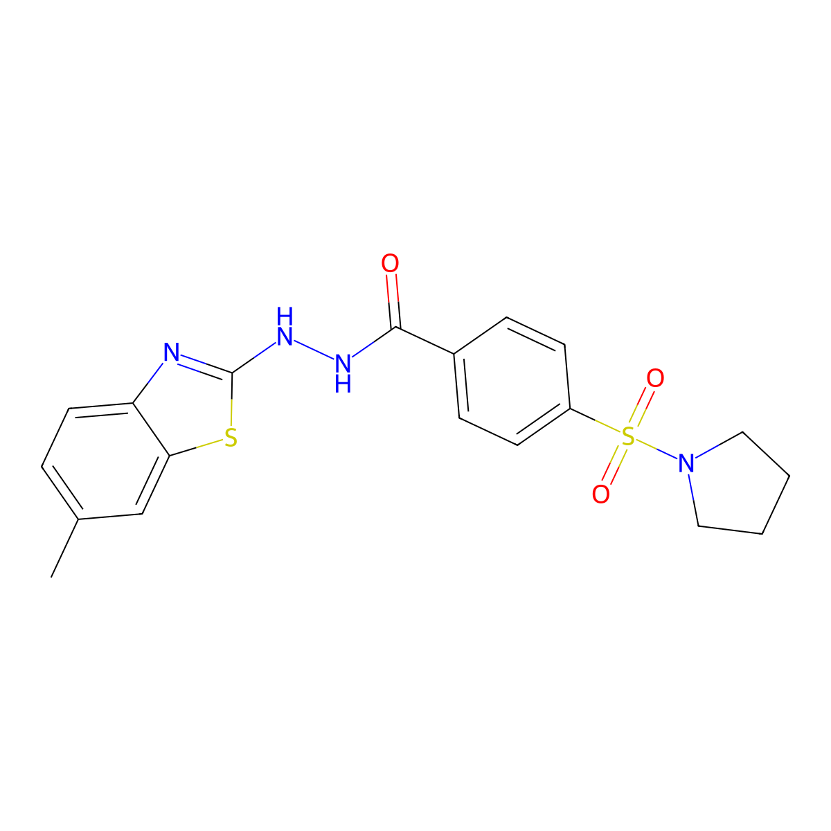 N'-(6-methylbenzo[d]thiazol-2-yl)-4-(pyrrolidin-1-ylsulfonyl)benzohydrazide molecular structure, CAS 851979-49-2