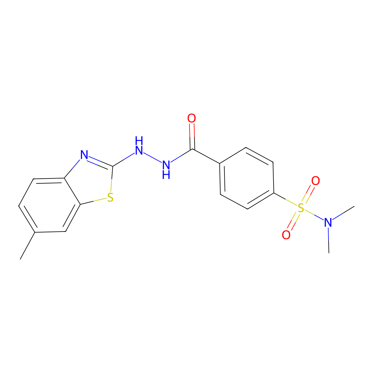 N,N-dimethyl-4-(2-(6-methylbenzo[d]thiazol-2-yl)hydrazinecarbonyl)benzenesulfonamide molecular structure, CAS 851979-52-7