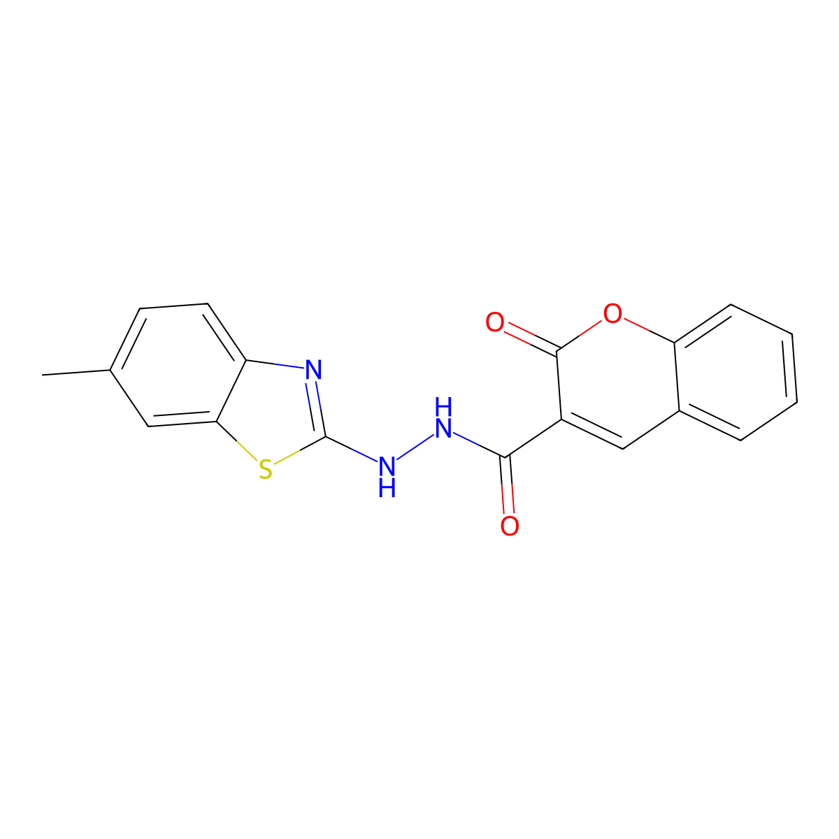 N'-(6-methylbenzo[d]thiazol-2-yl)-2-oxo-2H-chromene-3-carbohydrazide molecular structure, CAS 851979-59-4