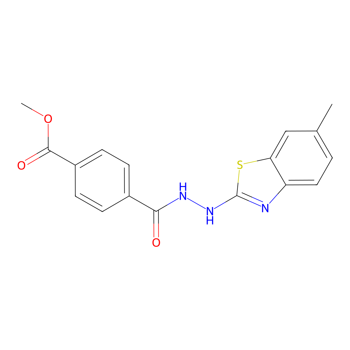 Methyl 4-(2-(6-methylbenzo[d]thiazol-2-yl)hydrazinecarbonyl)benzoate molecular structure, CAS 851979-62-9