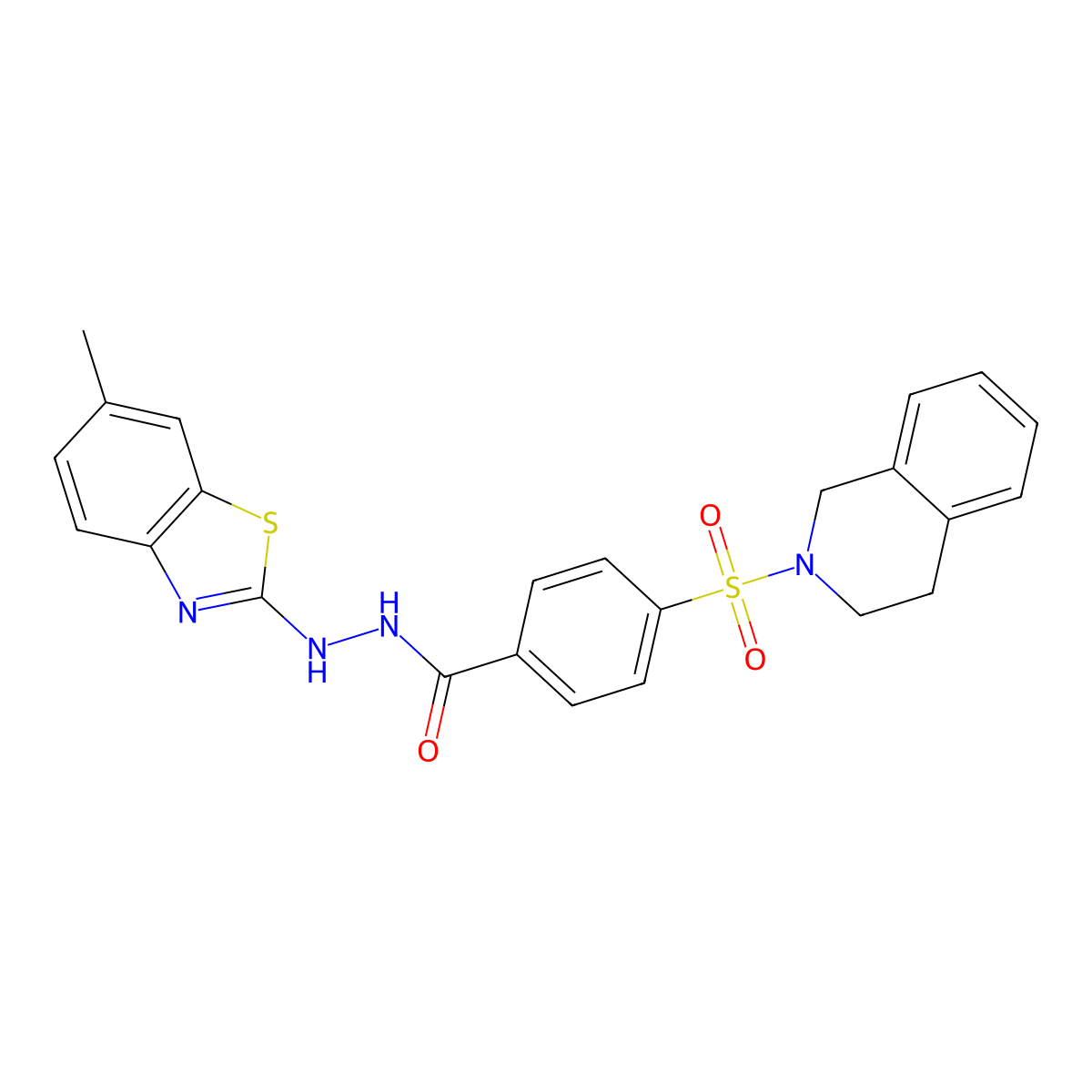 4-((3,4-dihydroisoquinolin-2(1H)-yl)sulfonyl)-N'-(6-methylbenzo[d]thiazol-2-yl)benzohydrazide molecular structure, CAS 851979-63-0