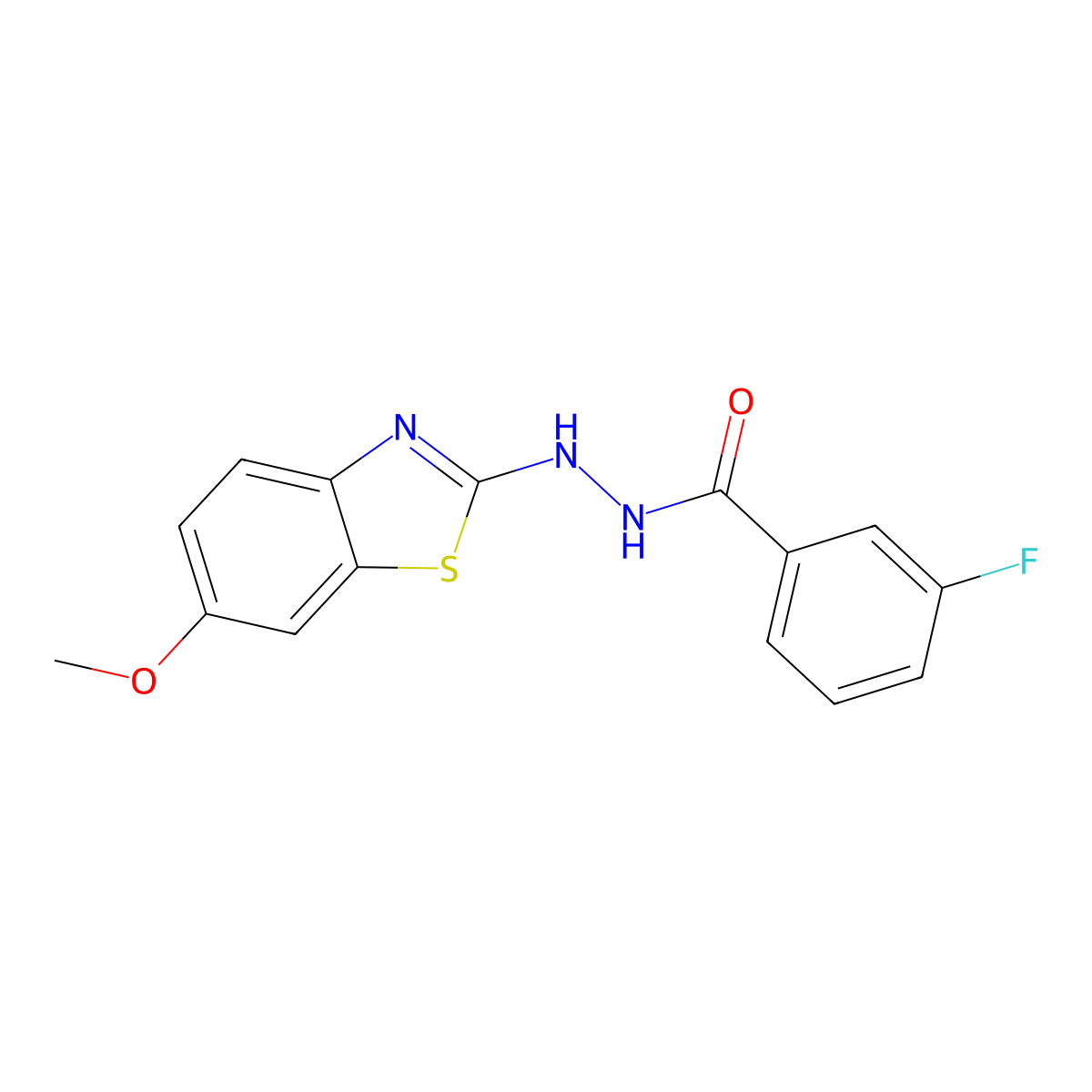 3-fluoro-N'-(6-methoxy-1,3-benzothiazol-2-yl)benzohydrazide molecular structure, CAS 851979-69-6