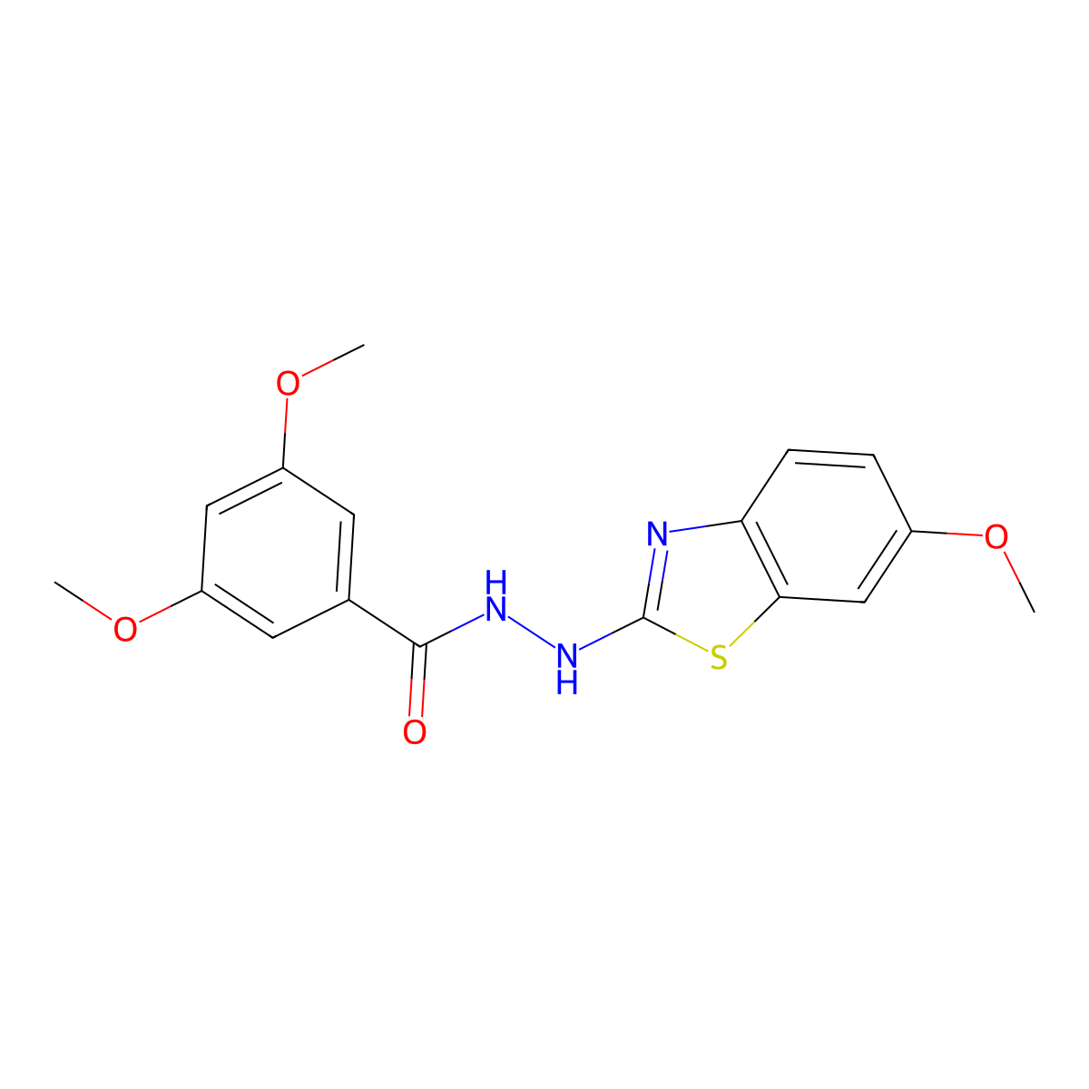 3,5-dimethoxy-N'-(6-methoxy-1,3-benzothiazol-2-yl)benzohydrazide molecular structure, CAS 851979-71-0
