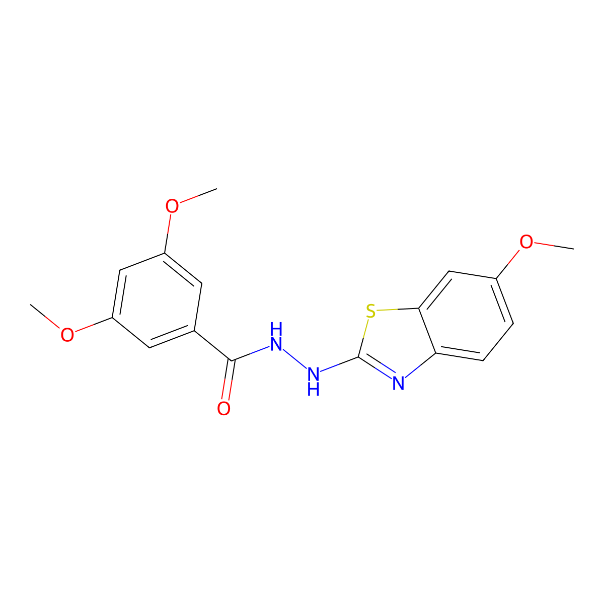 3,5-dimethoxy-N'-(6-methoxy-1,3-benzothiazol-2-yl)benzohydrazide molecular structure, CAS 851979-71-0