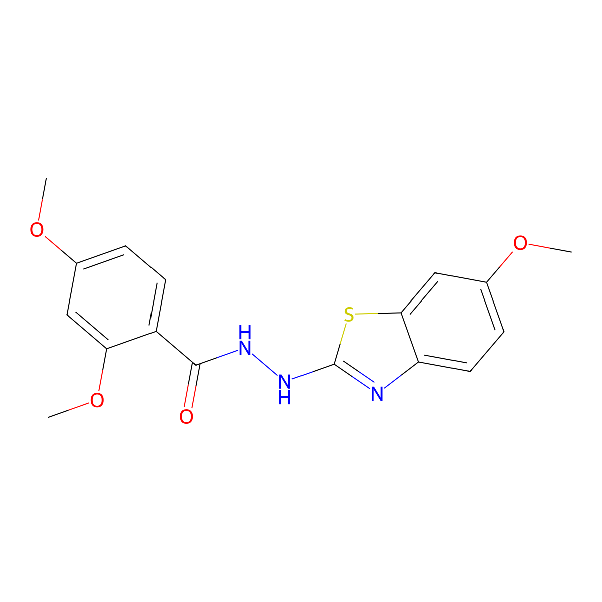 2,4-dimethoxy-N'-(6-methoxy-1,3-benzothiazol-2-yl)benzohydrazide molecular structure, CAS 851979-72-1