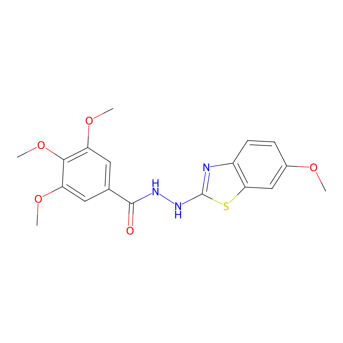 3,4,5-trimethoxy-N'-(6-methoxy-1,3-benzothiazol-2-yl)benzohydrazide molecular structure, CAS 851979-73-2
