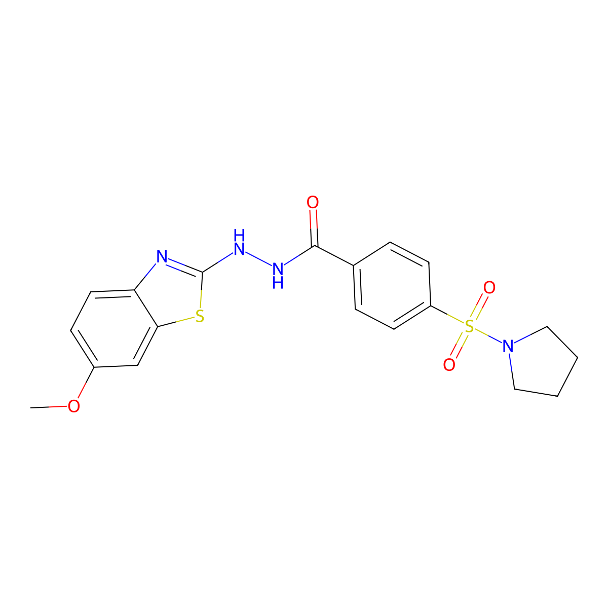 N'-(6-methoxybenzo[d]thiazol-2-yl)-4-(pyrrolidin-1-ylsulfonyl)benzohydrazide molecular structure, CAS 851979-75-4